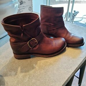 Frye Chestnut Leather Ankle Booties
